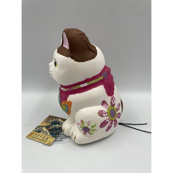 NEW 5” Hand Made Paper Mache Kyugetsu Doll Cat “Maneki-Neko” Made In Japan - Picture 3 of 8